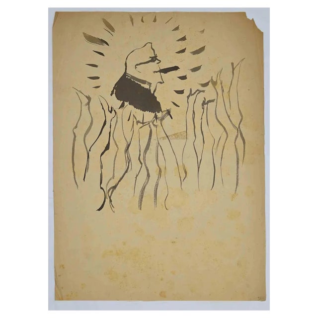 Mino Maccari, Among Women, Watercolor, Mid-20th Century For Sale