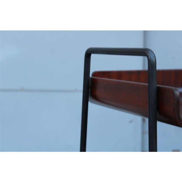 1950s Curved Metal and Mahogany Shelf from Carlo Ratti, 1950s For Sale - Image 5 of 13