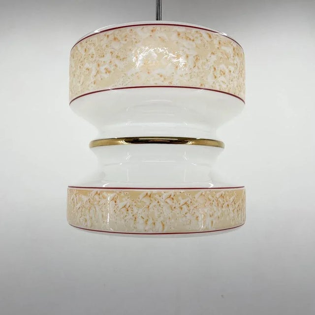 Glass Mid-Century Glass Pendant, Czechoslovakia, 1970s For Sale - Image 7 of 8