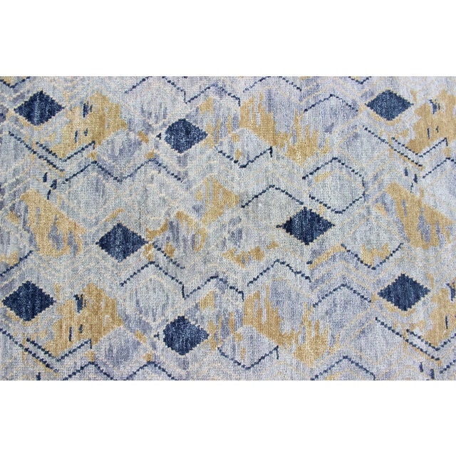 Textile Large Modern Geometric Rug in Blue, Gray and Warm Gold Tones 9'3" X 12'3" For Sale - Image 7 of 12