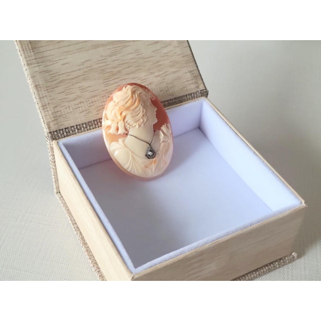 Vintage Italian Art Deco Shell Cameo With Diamond, Circa 1910-1930 For Sale - Image 10 of 10