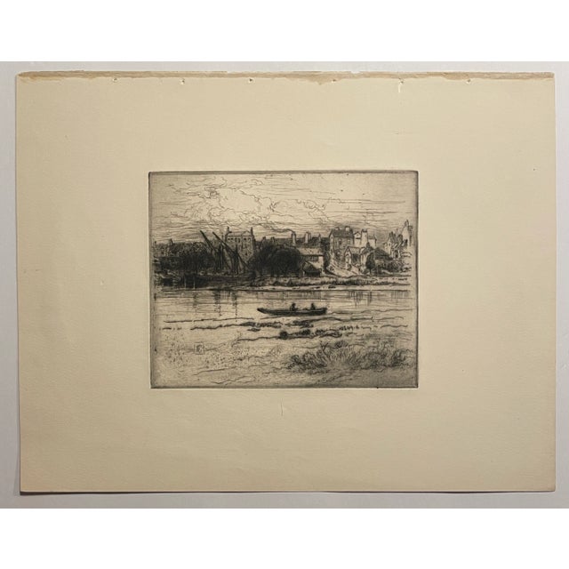 1880s Samuel Colman (1832-1920) "Kew, England" or sometimes called "Riverside Dock" signed in the plate. Label on back....
