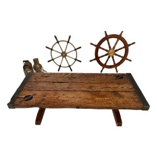 Antique Wooden Ship's Hatch Cover Coffee Table For Sale