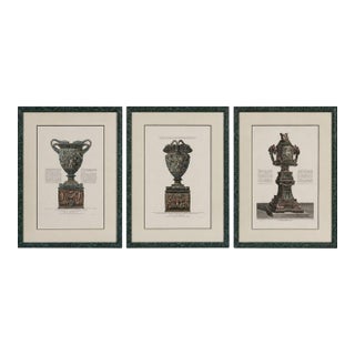 Giovanni Battista Piranesi Style, Framed Antique Vase Engravings, 1970s For Sale