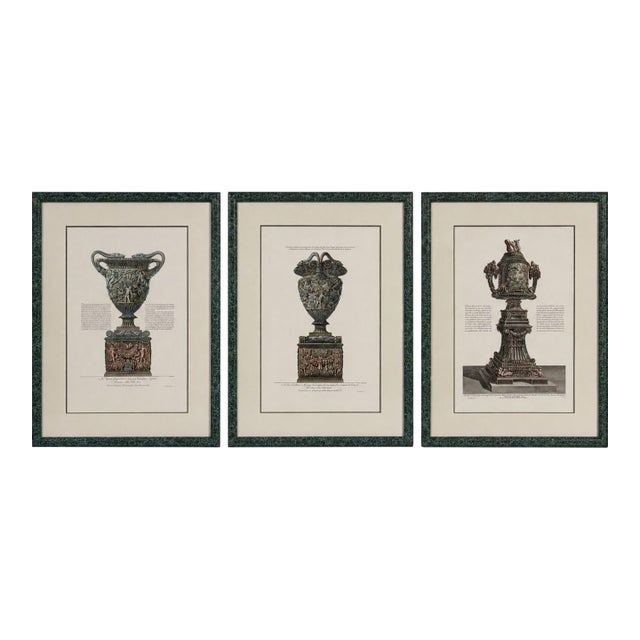 Giovanni Battista Piranesi Style, Framed Antique Vase Engravings, 1970s For Sale