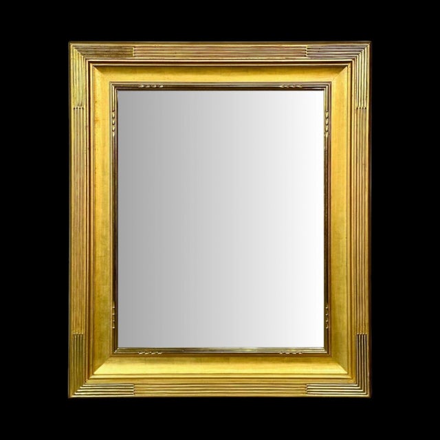 Hollywood Regency, Custom Rectangular Mirror, Carved Giltwood, Water Gilt, Mirror, Usa, 21st C. For Sale - Image 4 of 7
