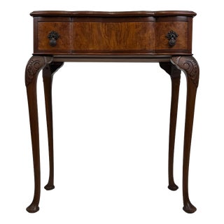 Antique Early 20th Century English Edwardian Figured Walnut Side Table For Sale