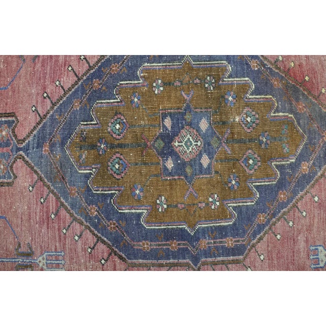 1960s Pink Rose Muted Oushak Hand Knotted Area Rug For Sale - Image 5 of 11