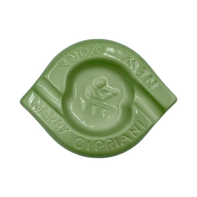 Vintage Harry Cipriani New York Nyc Restaurant Green Ceramic Ashtray Dish For Sale - Image 11 of 13