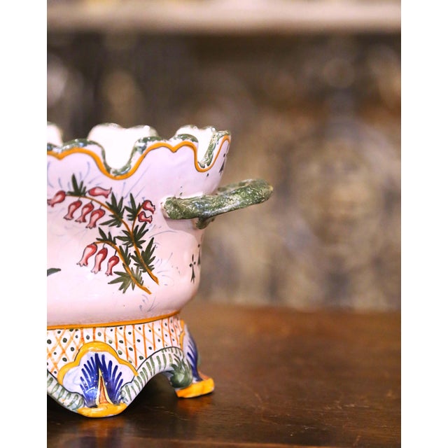 19th Century French Hand Painted Faience Jardiniere Signed Henriot Quimper For Sale In Dallas - Image 6 of 8