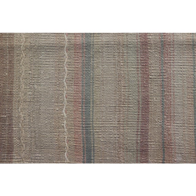 Vintage Turkish Kilim With Soft Pastel Stripes in Blush, Sage, and Sky Blue For Sale In Atlanta - Image 6 of 10