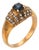 Vintage Sapphire Diamond 18k Yellow Gold Ring, Size 7 For Sale