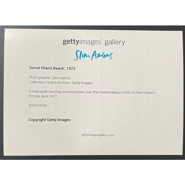 Contemporary Slim Aarons "Miami Beach Aerial" 40 X 60 C-Print Featuring the Fontainebleau Hotel For Sale - Image 3 of 4