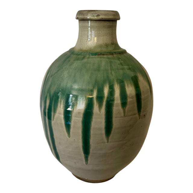 19th Century Japanese Celedon Glazed Jar For Sale