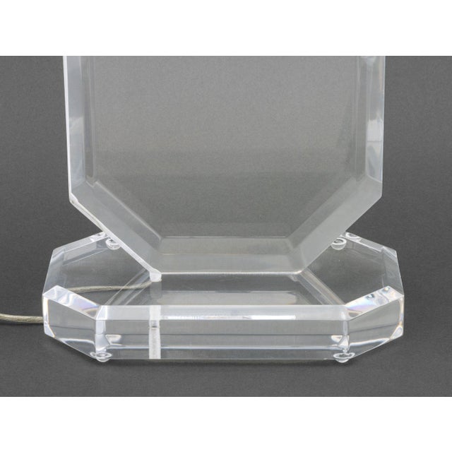 Transparent Modern Acrylic and Chrome Octagonal Table Lamp For Sale - Image 8 of 9