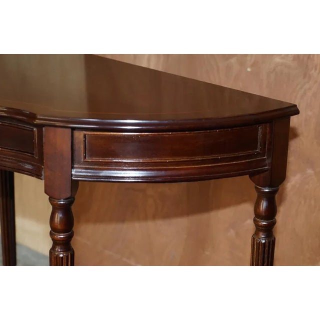 Vintage Flamed Mahogany Demi Line Console Table with Single Drawer For Sale - Image 9 of 18