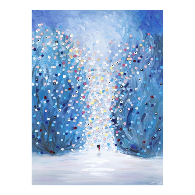 Love Loves Silence - Abstract Figurative Blue Tone Textured Impasto Oil Painting by Ekaterina Ermilkina For Sale
