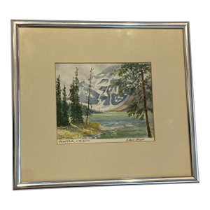 Eileen Stuart Covell Lake & Mt. Edith Acrylic Painting Framed and Matted Artist Signed