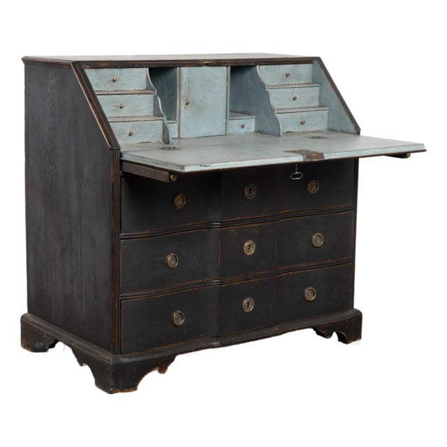 Late 18th Century Black Oak Secretary Bureau From Denmark For Sale
