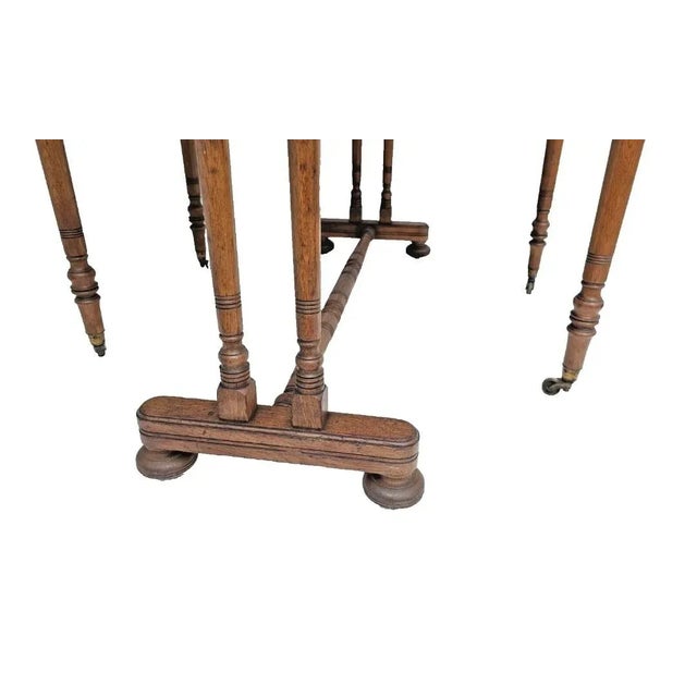 Antique 1880s Sutherland Narrow Gate Leg / Drop Leaf Table in Tiger Oak For Sale - Image 9 of 12