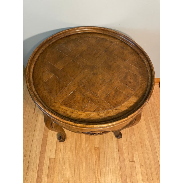 French Country Baker Furniture Company Vintage Country French Oak Round Side Table - Mid 20th Century For Sale - Image 3 of 11