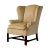 Tan Wingback Armchair With Custom Herringbone Upholstery For Sale - Image 8 of 8