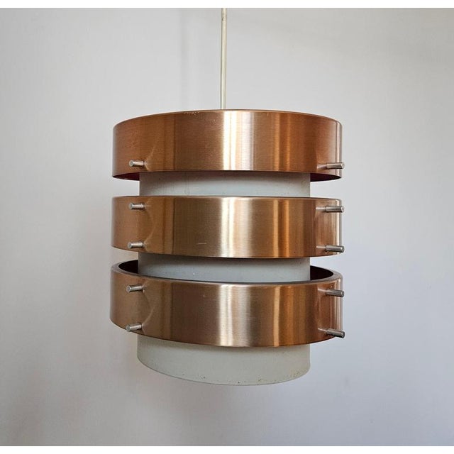 Metal Mid-Century Modern Pendant Light in style of Jo Hammerborg, Denmark, 1970s For Sale - Image 7 of 16