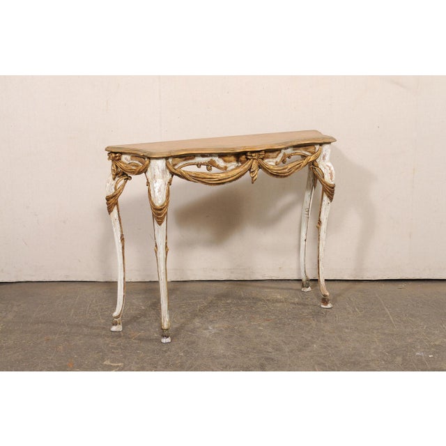 Mid 20th Century Italian Console W/ Lovely Swag Carved Skirt For Sale - Image 10 of 10