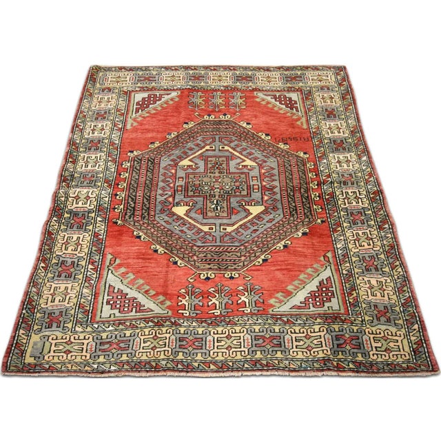 1960s Turkish Oushak Rug For Sale In Los Angeles - Image 6 of 7