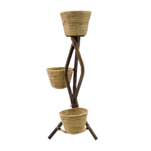 Italian Bamboo and Rattan Plant Holder, 1950s