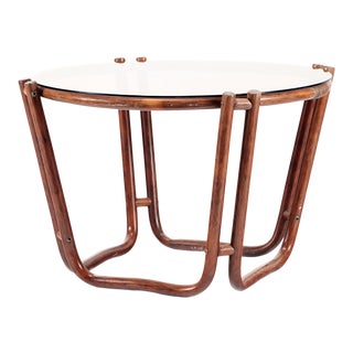 Rattan Glass-Top Table in the Secessionist Manner For Sale