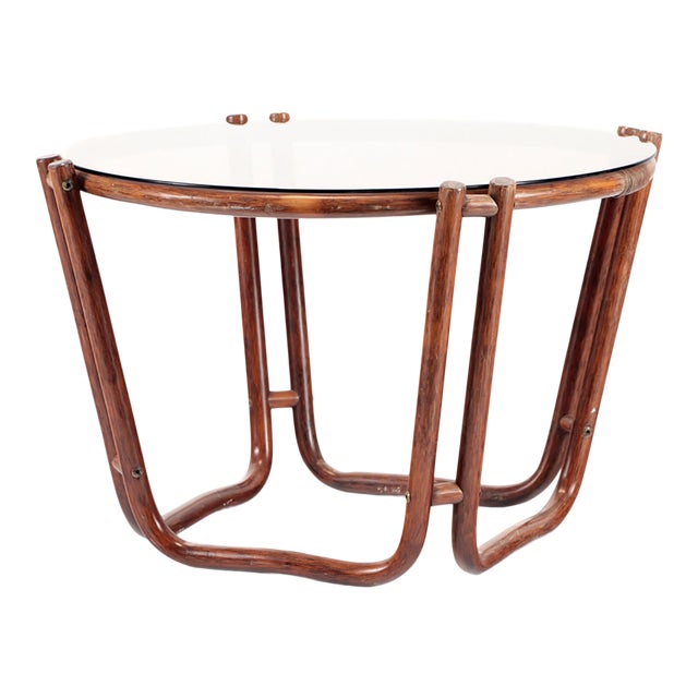 Rattan Glass-Top Table in the Secessionist Manner For Sale