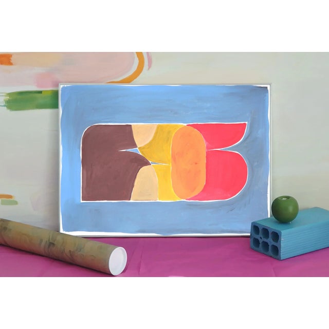 2020s 2021 "Abstracted Letter Sunset" Acrylic Painting on Watercolor Paper by Natalia Roman For Sale - Image 5 of 8