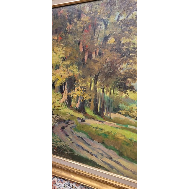 Asparagus 1970s Beautiful Landscape Painting on Canvas Signed For Sale - Image 8 of 10