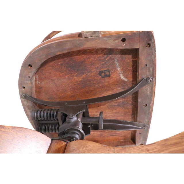 Early 20th Century Oak Bank of England Jury Style Swivel Desk Chair For Sale - Image 14 of 14