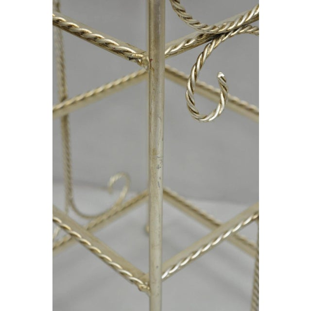 Mid 20th Century Italian Hollywood Regency Silver Iron Tassel 3 Tier Etagere Towel Rack Stand For Sale - Image 9 of 12