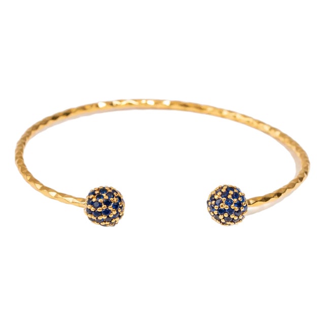 Sapphire Grace Adjustable Gold Cuff Bracelet For Sale