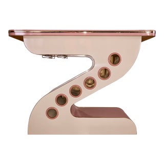 1980's Memphis Style Pink & White Lacquer "Z" Shaped Bar For Sale