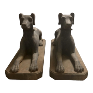 Grand Scale English Cast Iron Egyptian-Revival Garden Dogs, 19th Century (Pair)