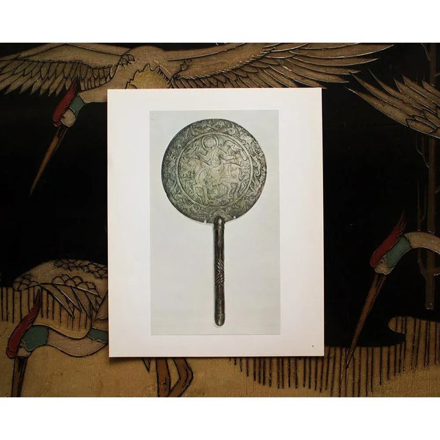 Early 13th Century Circular Steel Mirror, Original 1940s Swiss Photogravure For Sale In Dallas - Image 6 of 9