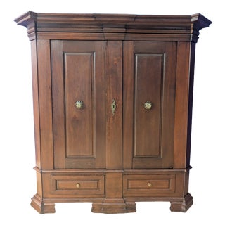18th Century Antique Baroque Oak Wardrobe For Sale