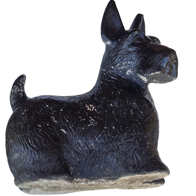 Cement Scottish Terrier Dog Statue Vintage Scotty Vintage Sculpture Black Heavy For Sale - Image 9 of 18