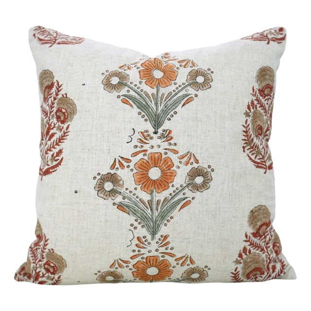 Fabdivine Traditional Block Print Pillow Cover 26x26 Inch Viscose Linen-Vanshika Mohini For Sale