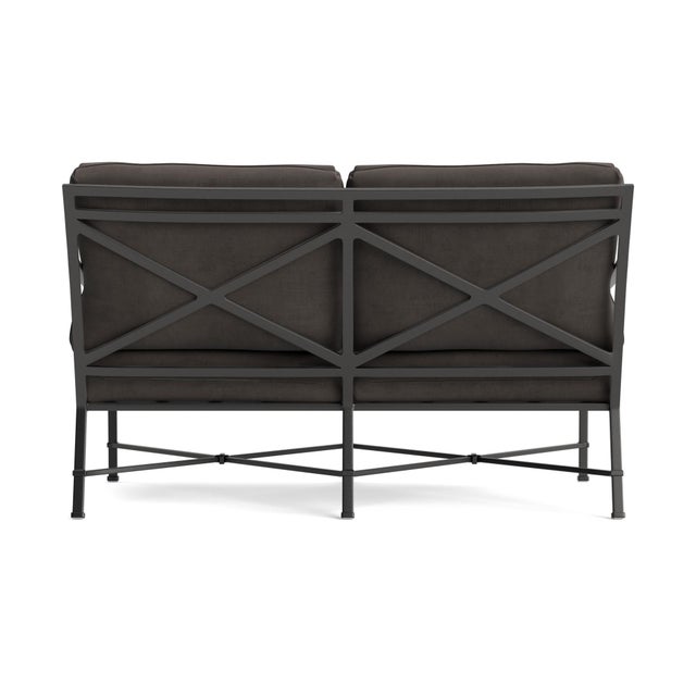 Brown Jordan Brown Jordan Venetian Loveseat, Textured Pewter frame with Fusion Charcoal fabric For Sale - Image 4 of 11