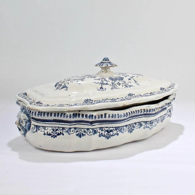 Ceramic Large Antique 18th Century Moustiers Style French Faience Soup Tureen For Sale - Image 7 of 13