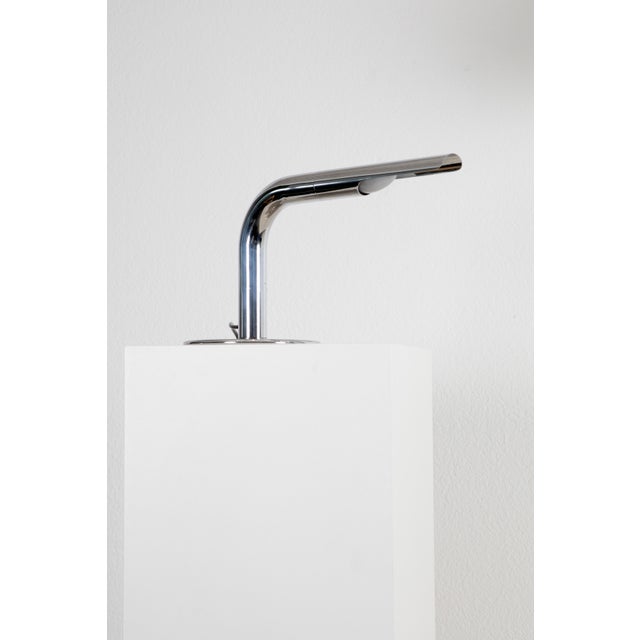 This exceptional vintage metallic lamp, designed by the visionary Ingo Maurer, epitomizes mid-century lighting aesthetics...