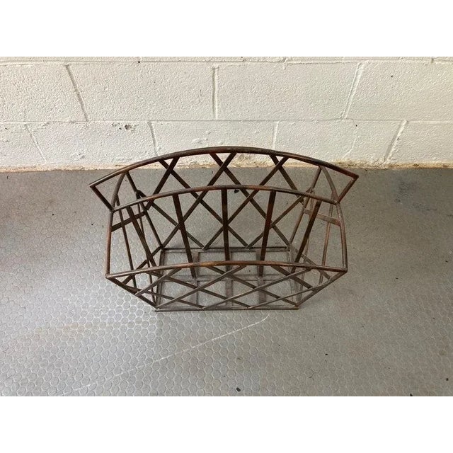 Vintage Large Metal Magazine Rack For Sale In New York - Image 6 of 7