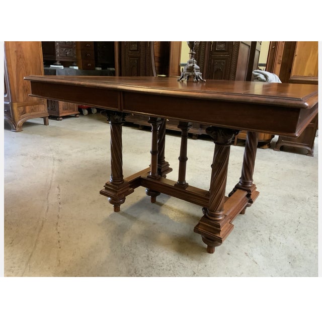 Antique Neo-Gothic Dining Set with Extendable Table and Chairs, 1880, Set of 9 For Sale - Image 14 of 15