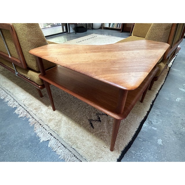 1950s Vintage Danish MCM Peter Hvidt Minerva Sectional Sofa End Corner Table--3 Piece Set For Sale - Image 5 of 17