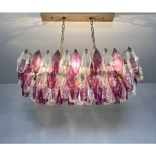 Amethyst and Clear Glasses Murano Poliedri Chandelier by Carlo Scarpa, 1990s For Sale - Image 14 of 18